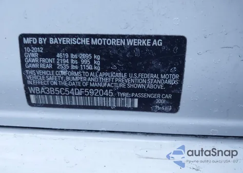 2013 BMW 328I xDrive z USA, uszkodzony, nr VIN WBA3B5C54DF592045